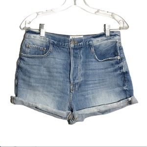 Frame Le Original High Rise Button Fly Shorts 25